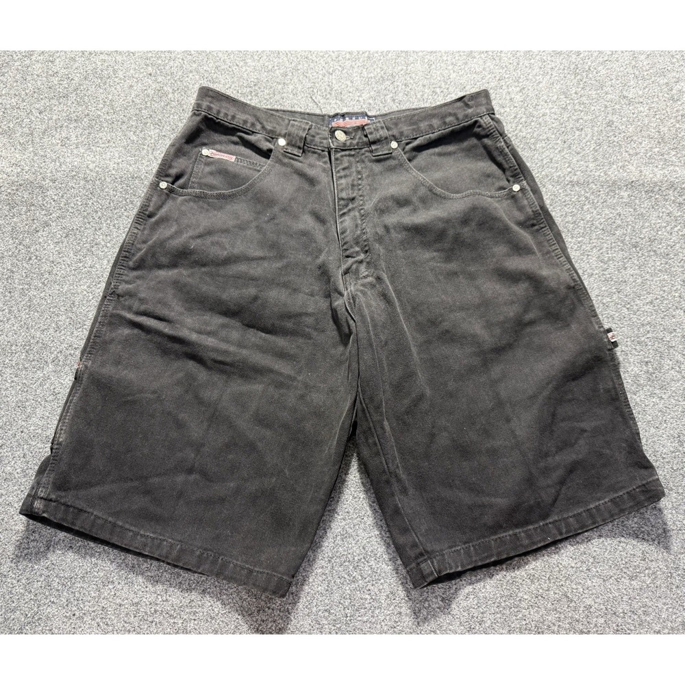 Perruzo Sport‎ Men Jorts Shorts 34 Black Denim Carpenter Baggy Grunge Skater Y2K